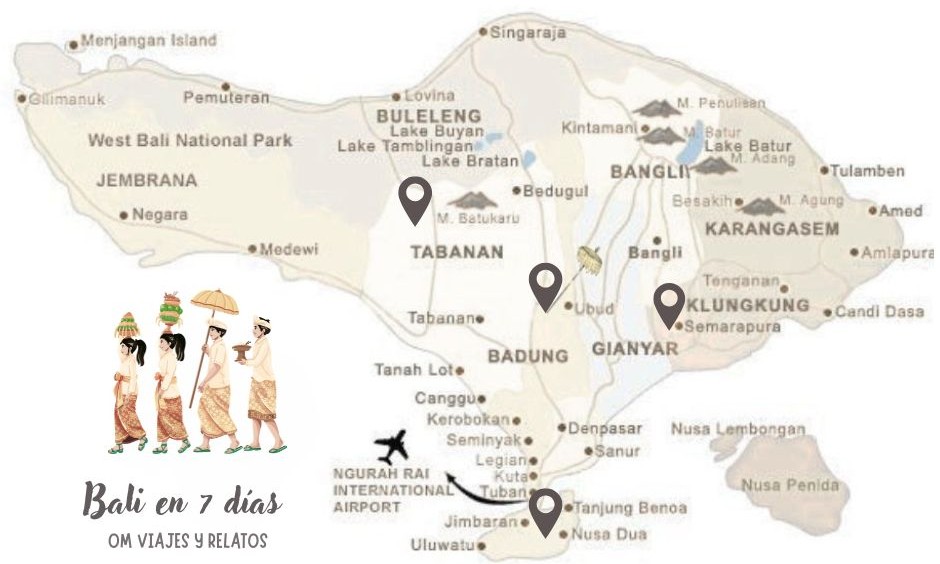 Itinerario Bali 7 dias mapa