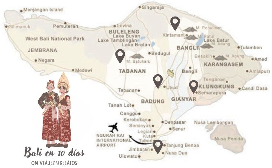 Mapa ruta Bali 10 dias 