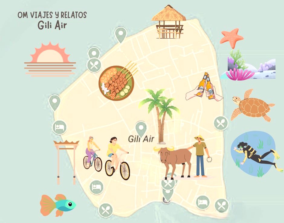 Mapa de las cosas que hacer en Gili Air Indonesia