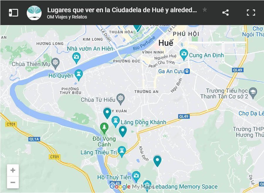 mapa-google-lugares-que-ver-en-la-Ciudadela-de-Hue-y-alrededores