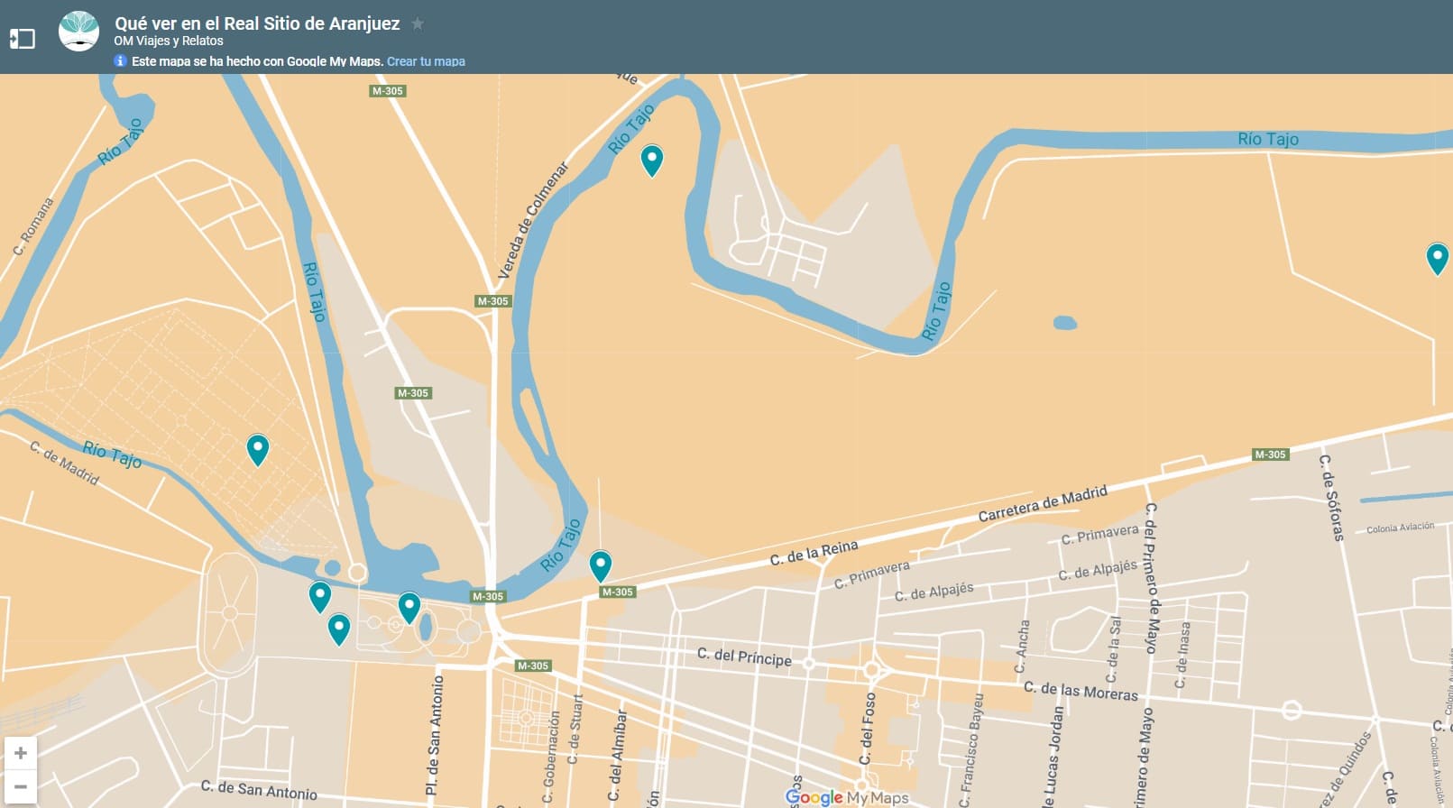 mapa-Google-que-ver-en-el-Real-Sitio-de-Aranjuez