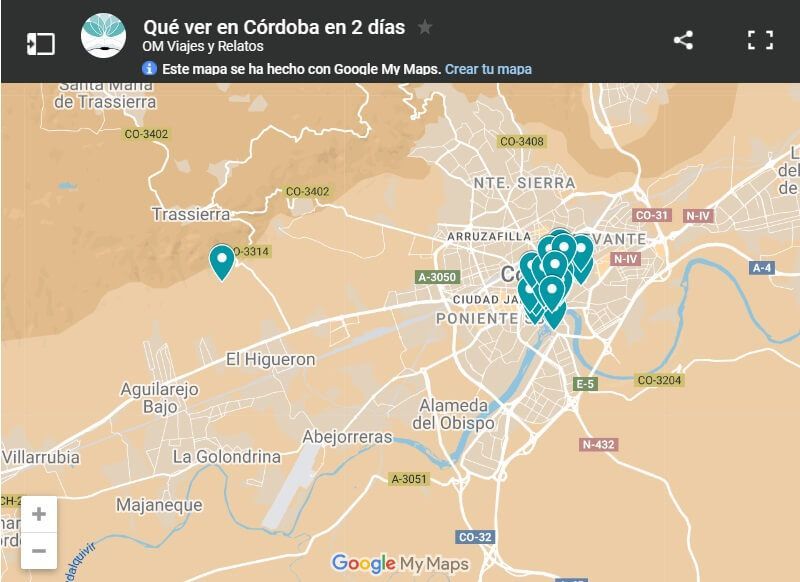 mapa-google-qué-ver-en-Córdoba-en-2-días