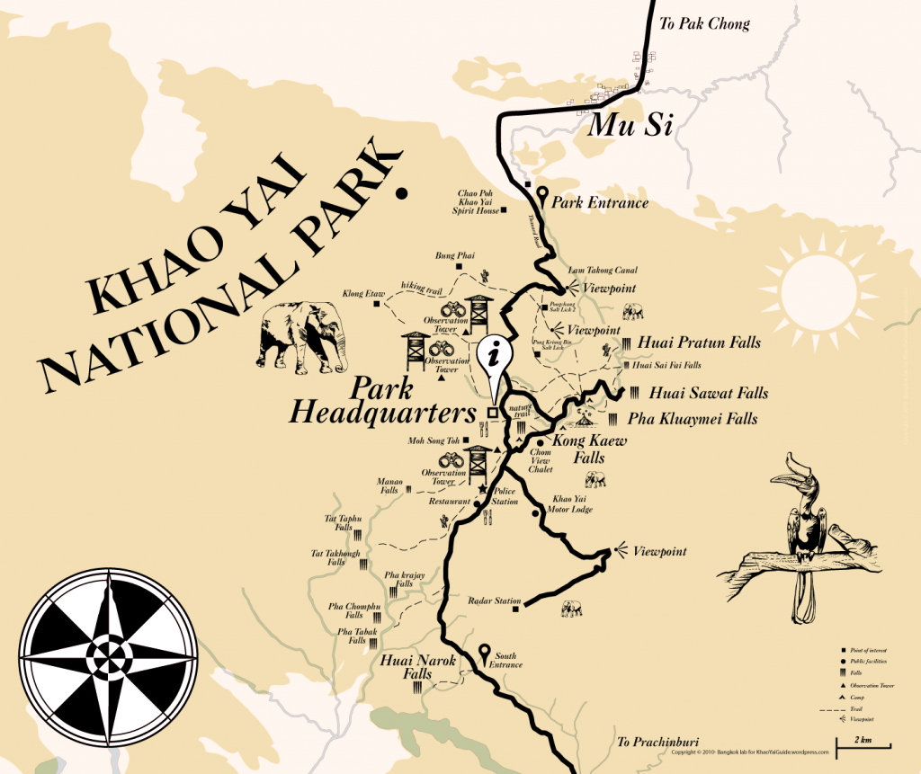 Mapa turístico del Parque Nacional de Khao Yai Tailandia