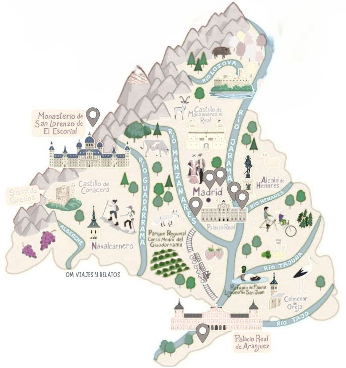 mapa de Palacios en Madrid para visitar