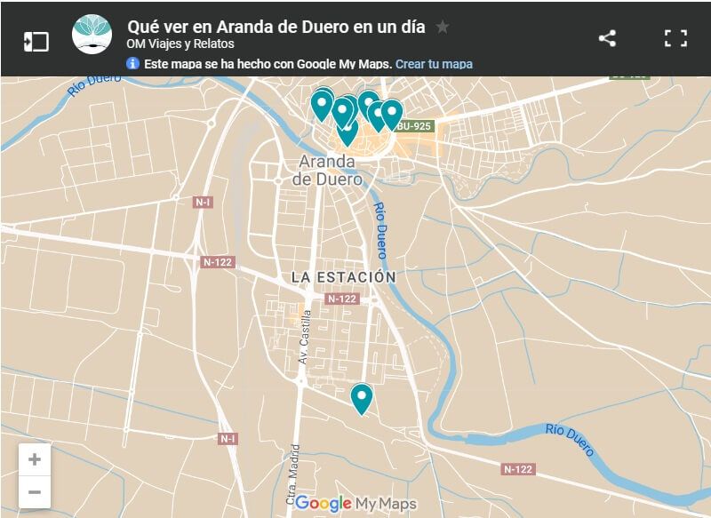 mapa-google-qué-ver-en-Aranda-de-Duero-en-un-día
