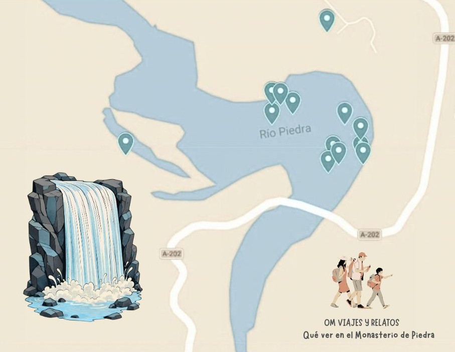 mapa de las cosas que ve ren el Monasterio de Piedra