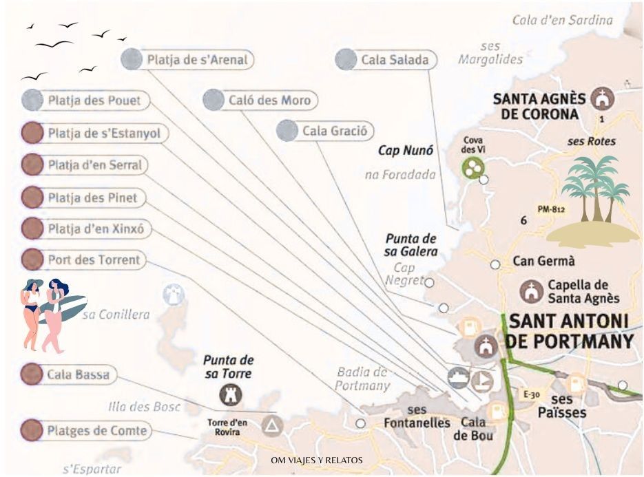 Mapa de todas las cosas que ver en San Antonio Ibiza