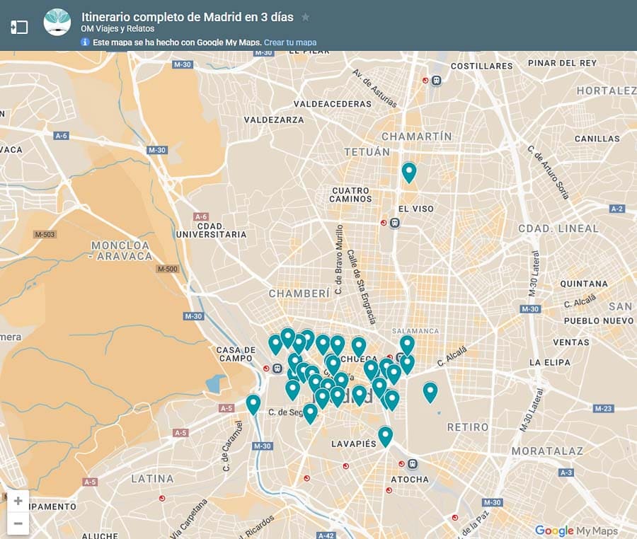 mapa-Google-itinerario-completo-de-Madrid-en-3-dias