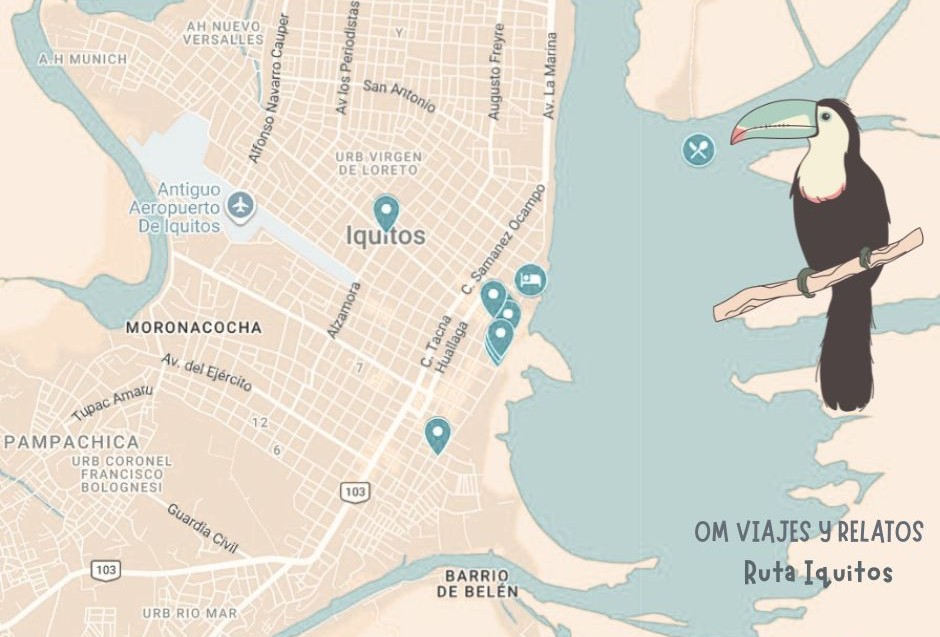 Mapa de las cosas esenciales que ver en Iquitos, Perú
