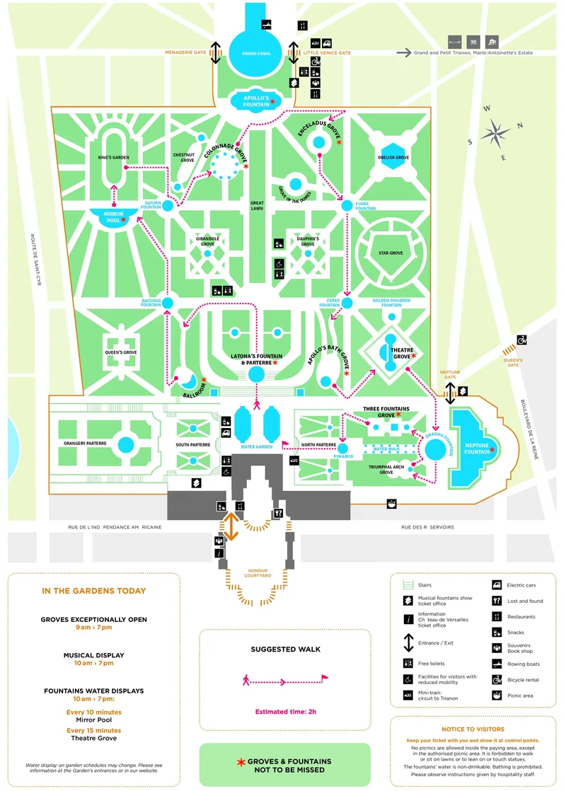 Plano para recorrer los Jardines de Versalles por tu cuenta