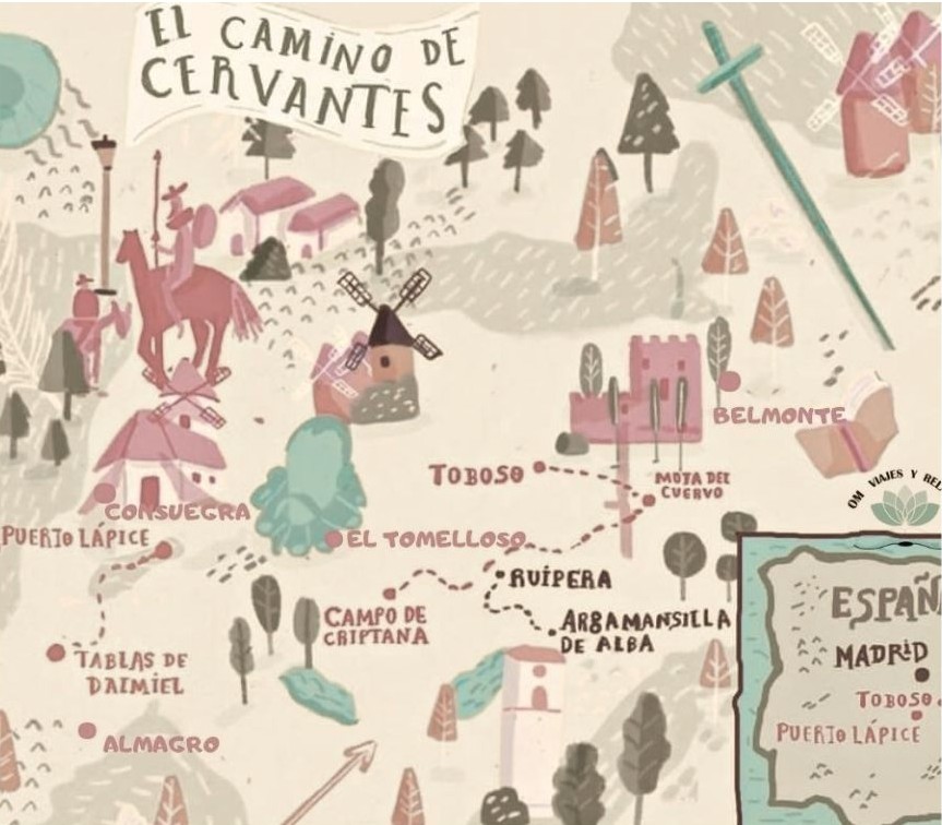 Mapa de nuestra ruta del Quijote en coche