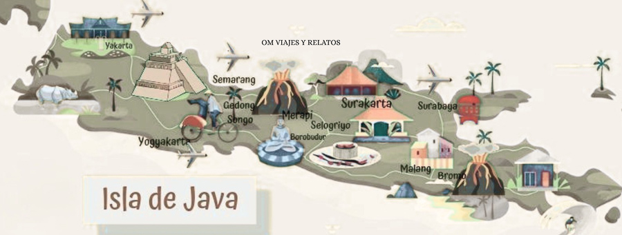 Mapa de nuestra ruta por Java, Indonesia