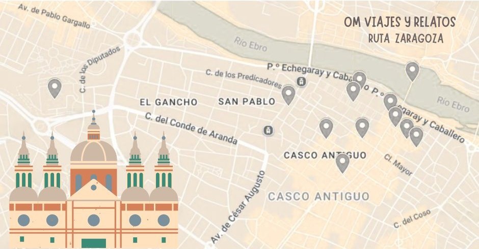 Mapa de las cosas mas importantes que ver en Zaragoza