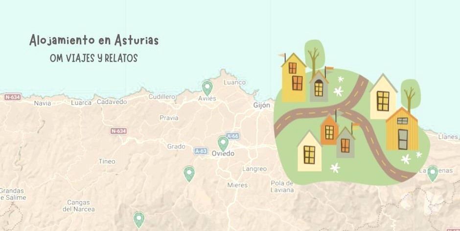 mapa de donde alojarse en Asturias