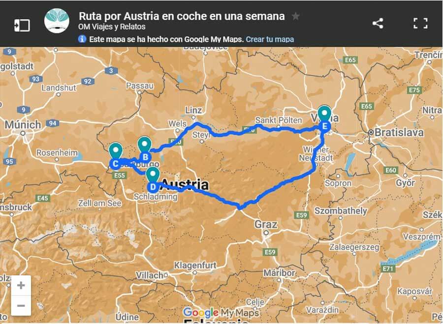 mapa-google-ruta-por-Austria-en-coche-en-una-semana