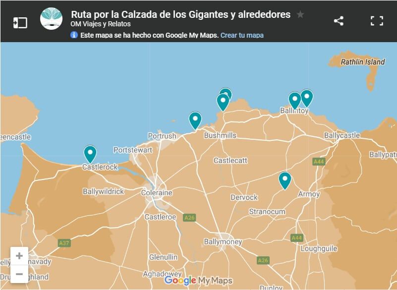 mapa-google-ruta-por-la-Calzada-de-los-Gigantes-y-alrededores