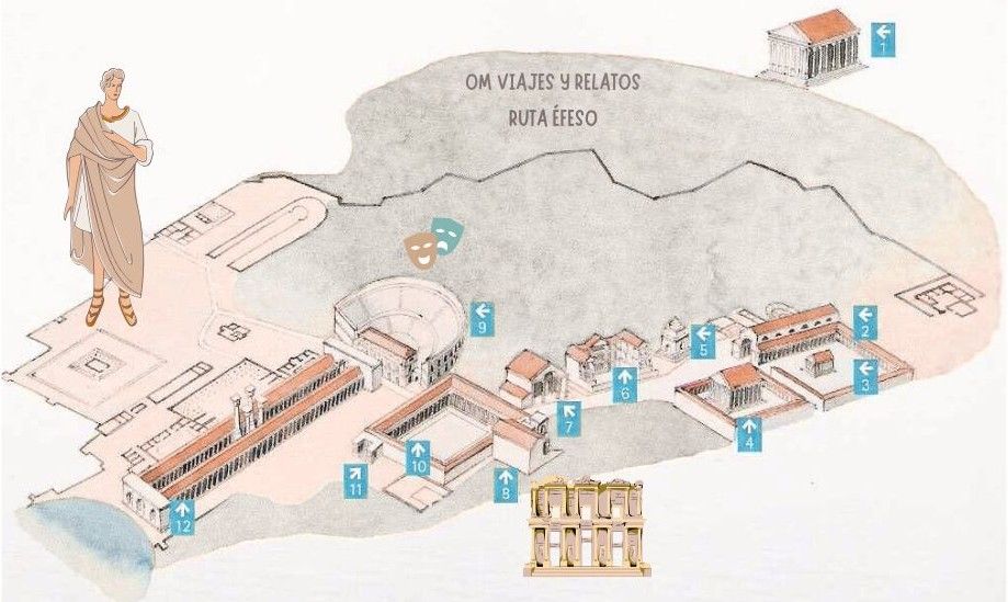 Mapa de las cosas que ver en Efeso y alrededores