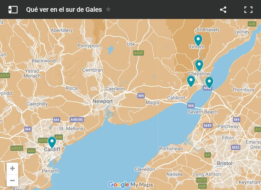 mapa-google-qué-ver-en-el-sur-de-Gales