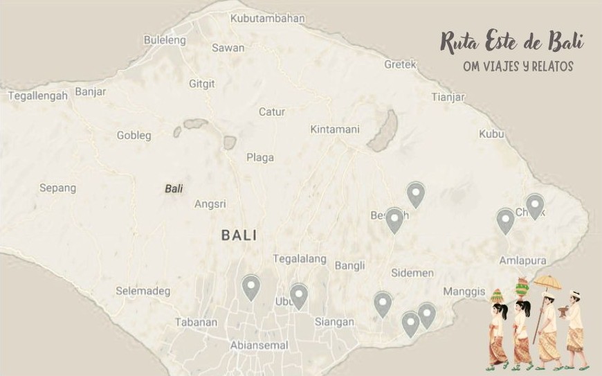 Mapa ruta este Bali