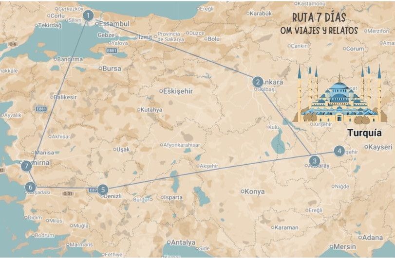 Mapa de imprescindibles que ver en Turquía en 7 dias