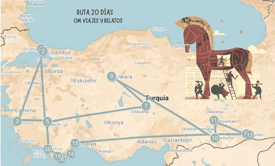 Mapa de Imprescindibles que ver en Turquía en 20 días