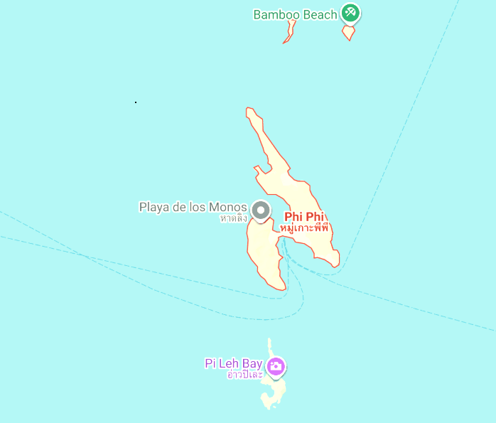 Mapa interactivo de las Islas de Koh Phi Phi en Tailandia