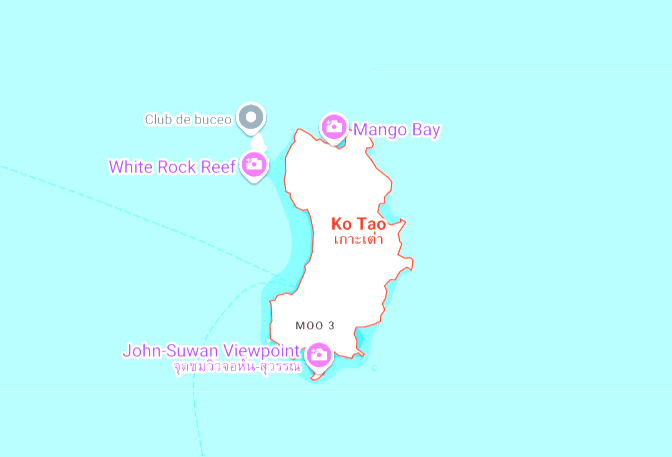 Mapa multimedia de Koh Tao en las Islas del Golfo de Tailandia