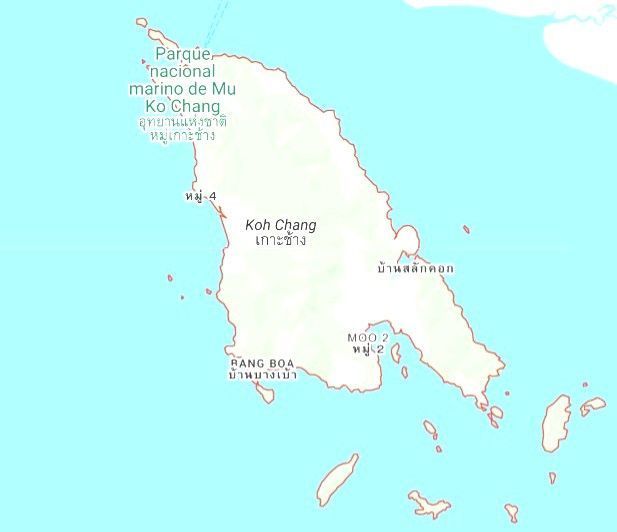 Mapa Koh Chang, de las mejores islas de Tailandia