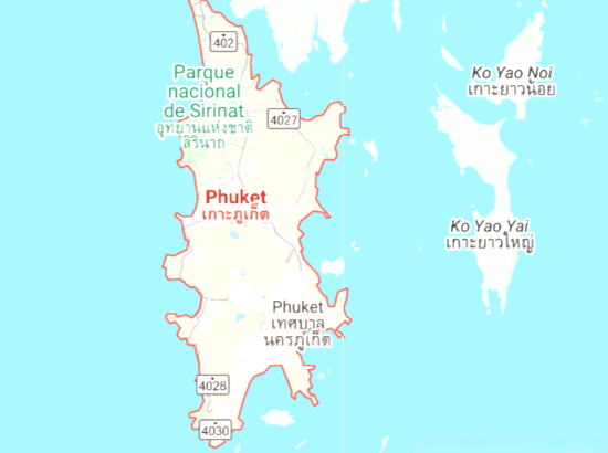 Mapa de Koh Phuket, la isla de Tailandia más turística