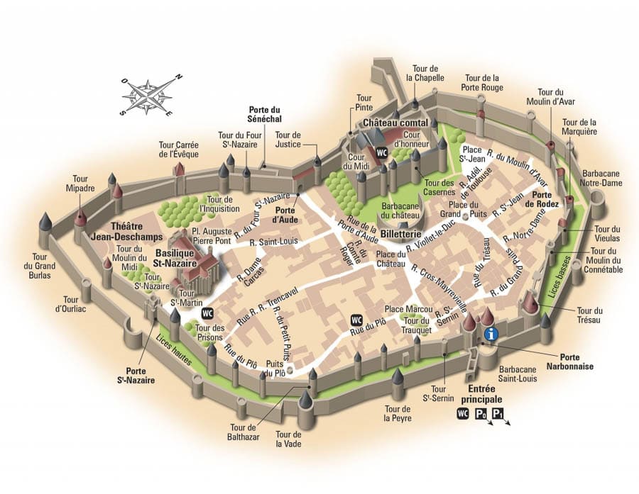 MAPA TURISMO CIUDADELA CARCASONA