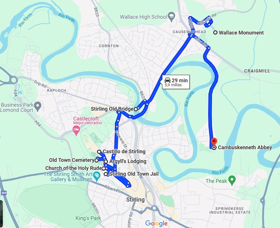mapa-google-qué-ver-en-Stirling-en-un-día
