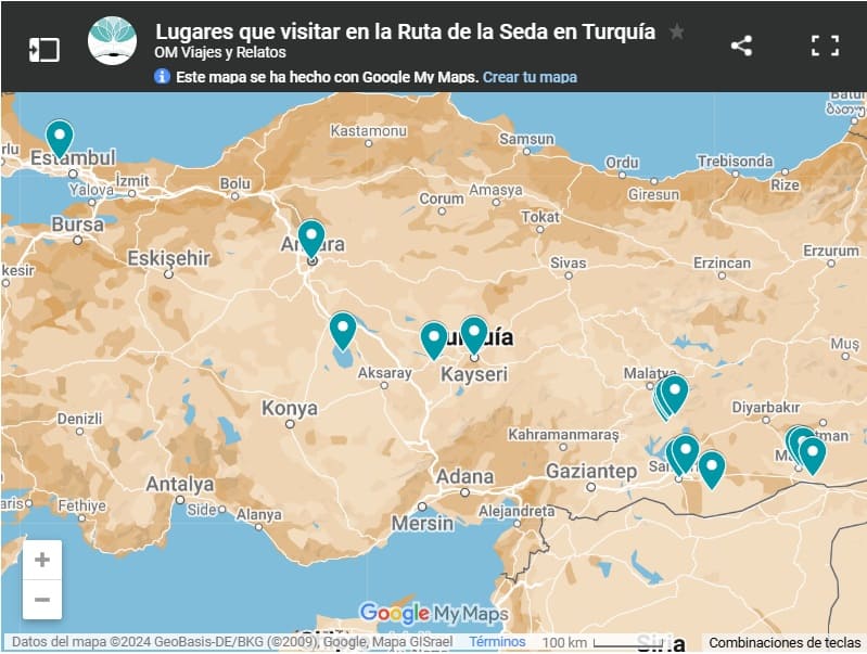 mapa-google-lugares-que-visitar-en-la-Ruta-de-la-Seda-en-Turquía