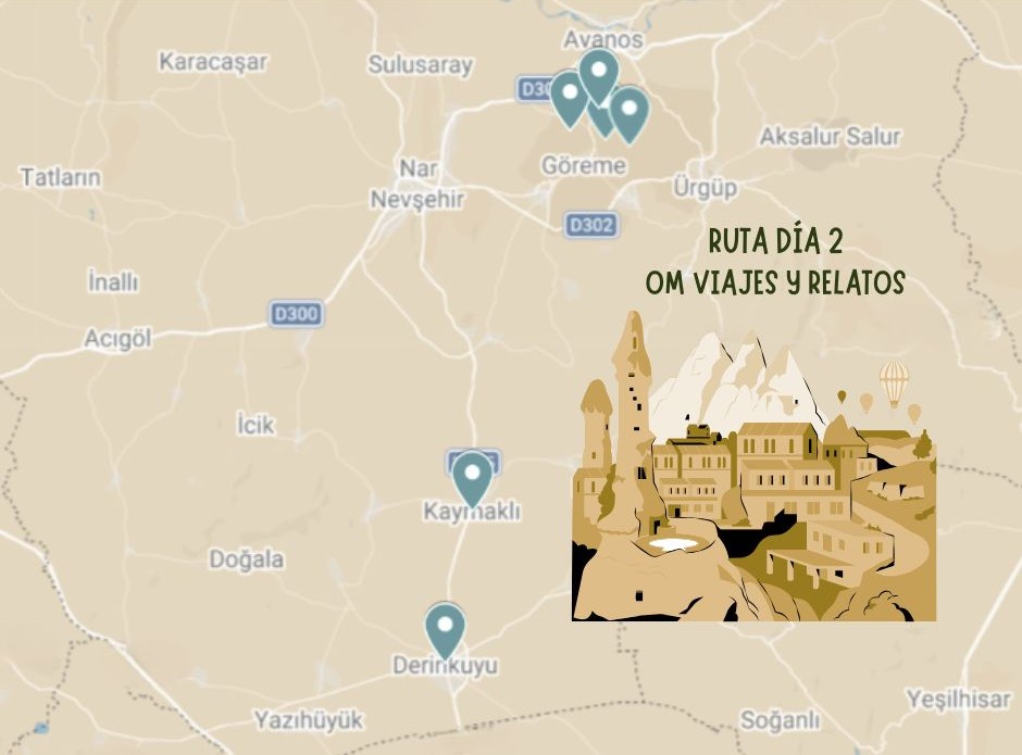 Mapa de las cosas que ver en Capadocia, día 2