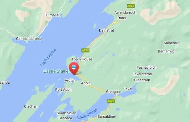 mapa-ubicación-castillo-Stalker-de-Escocia