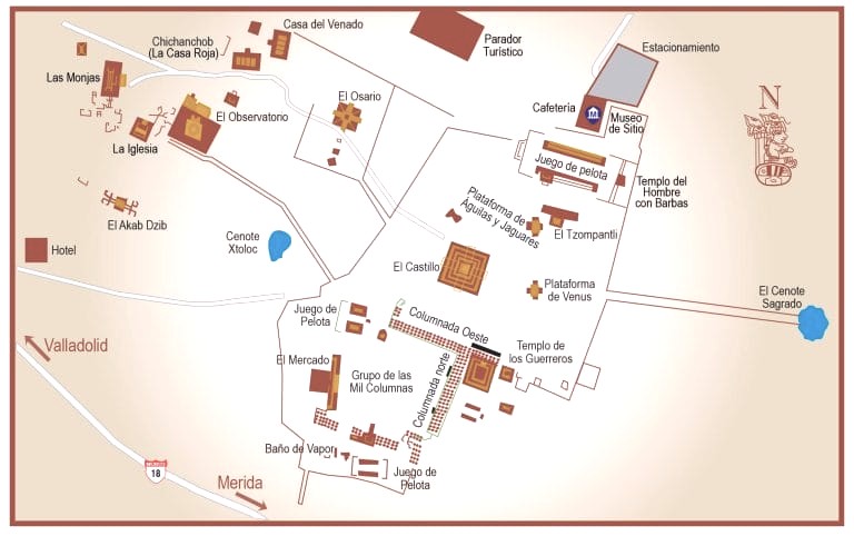 Mapa turístico de Chichén Itzá (México)