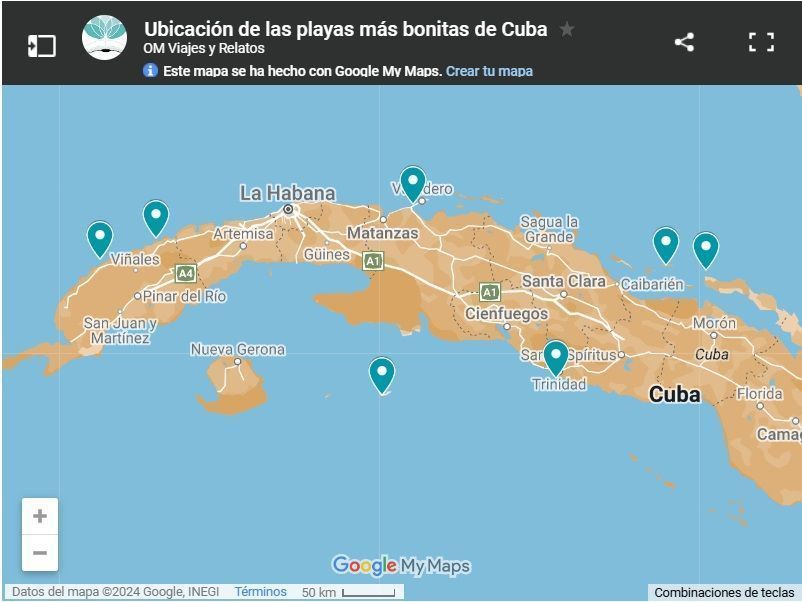 mapa-google-ubicación-de-las-playas-más-bonitas-de-Cuba