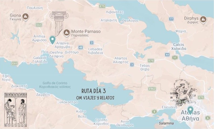 Mapa de que ver en Atenas en 3 dias: Día 3, excursion a Delfos