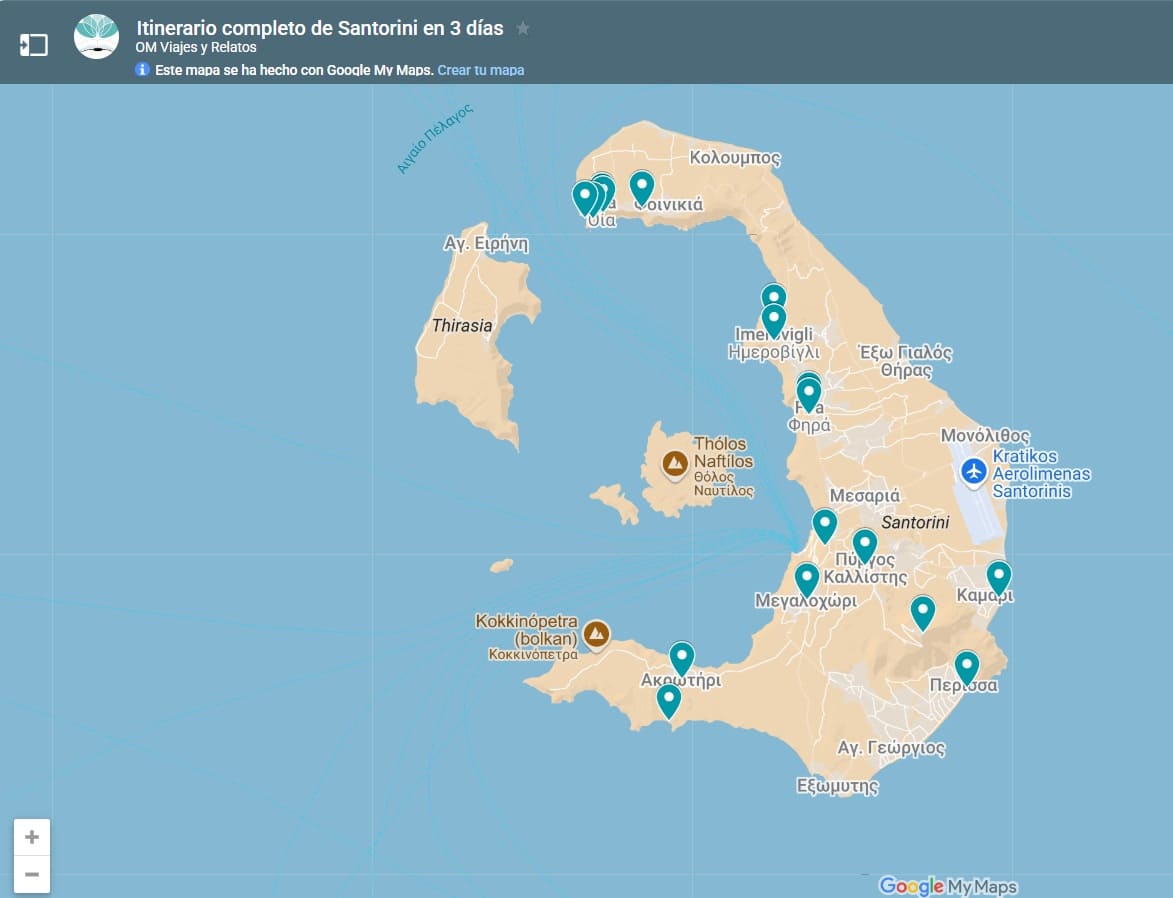 mapa-Google-itinerario-completo-de-Santorini-en-3-dias