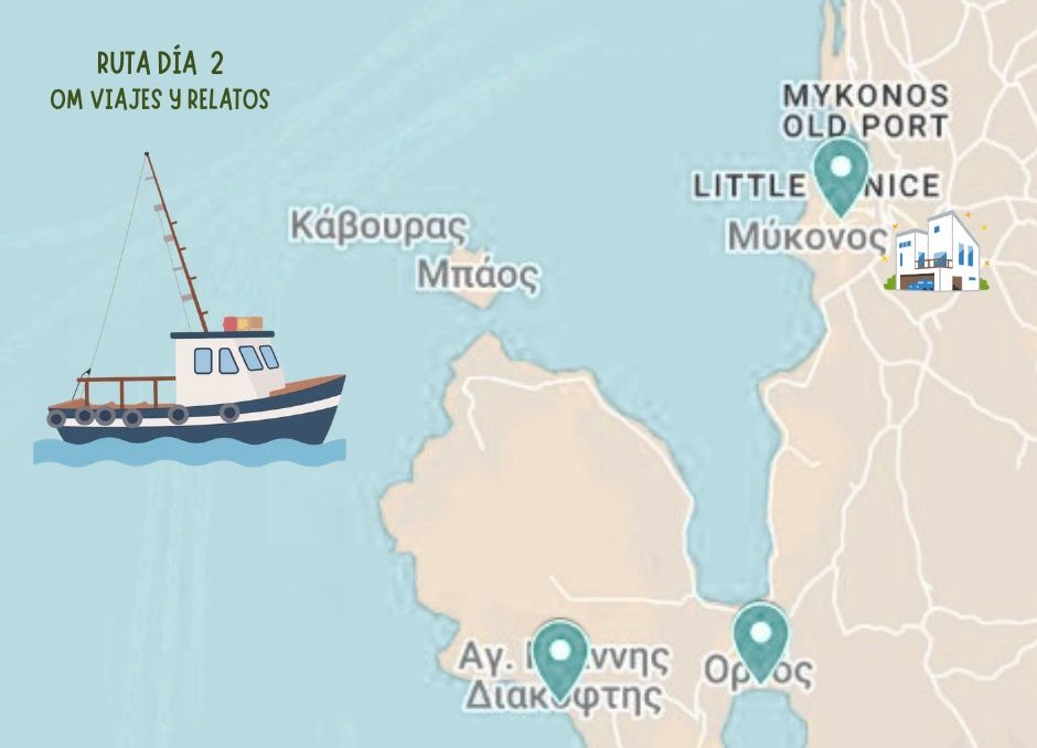 que ver en Mykonos en 3 días, mapa día 2
