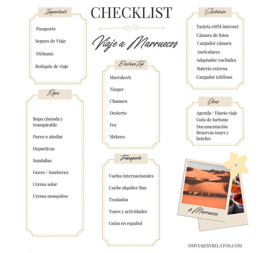 check list para viajar a Marruecos