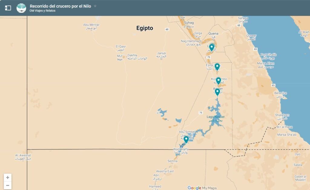 mapa-Google-recorrido-del-crucero-por-el-Nilo