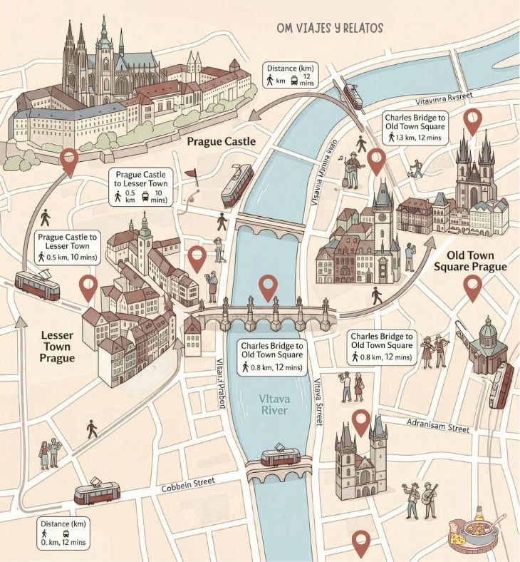 Mapa de imprescindibles que ver en Praga en 2 dias