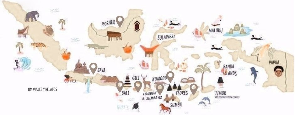 Mapa de las 7 Mejores islas de Indonesia