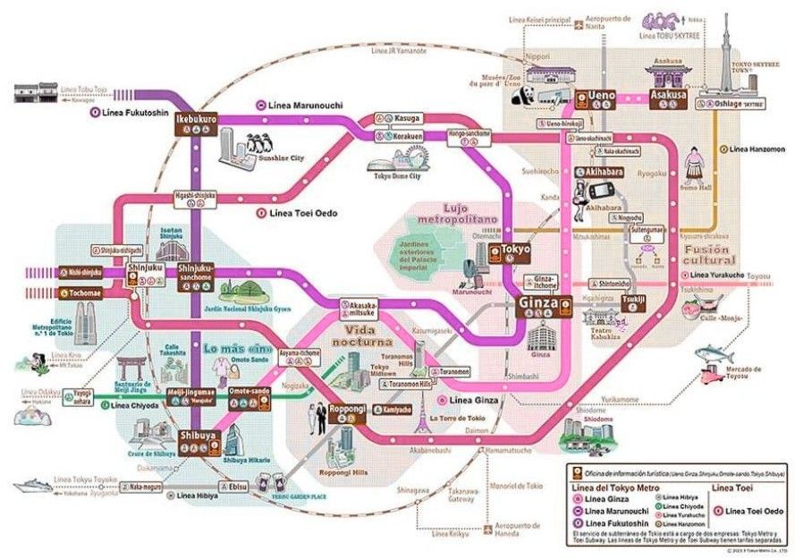 Plano multimedia del metro y transporte de Tokio, muy útil para todo lo que ver en Tokio en 3 días