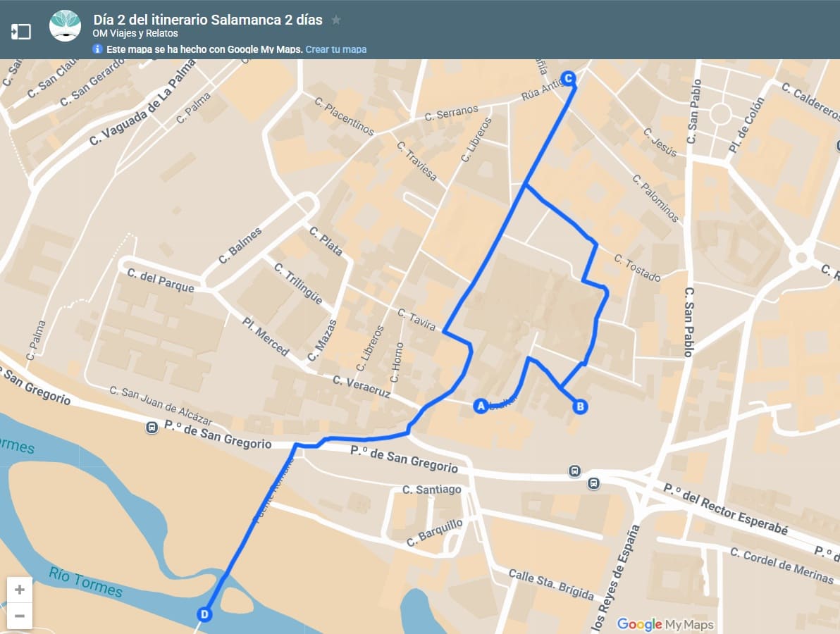 mapa-Google-dia-2-del-itinerario-Salamanca-2-dias