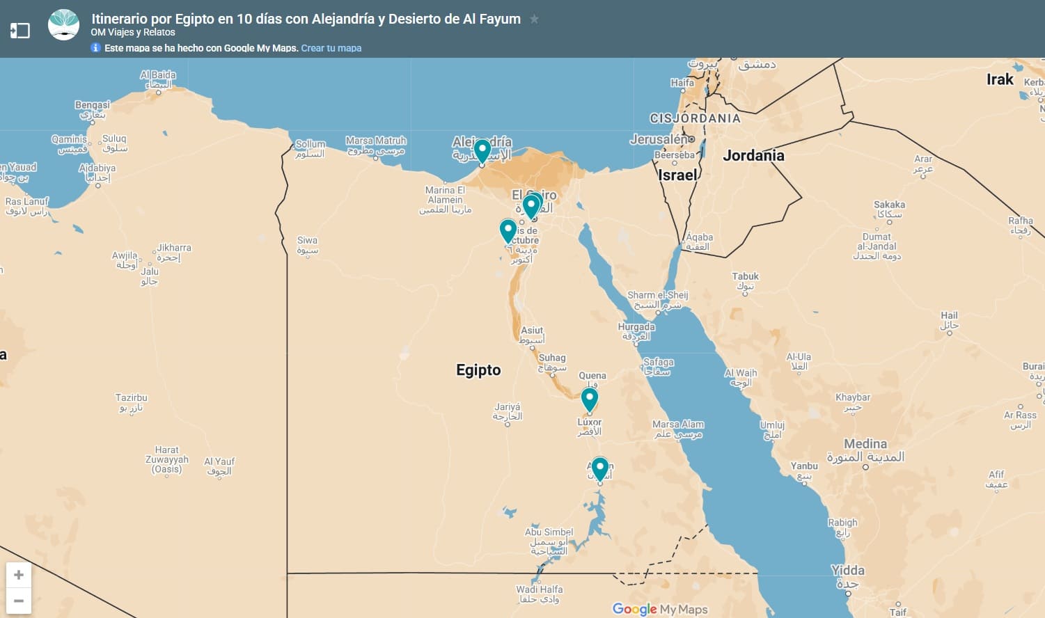 mapa-Google-itinerario-por-Egipto-en-10-días-con-Alejandria-y-Desierto-de-Al-Fayum