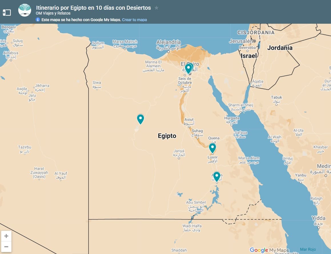 mapa-Google-itinerario-por-Egipto-en-10-días-con-Desiertos