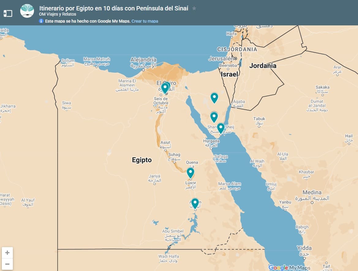 mapa-Google-itinerario-por-Egipto-en-10-días-con-Peninsula-de-Sinai