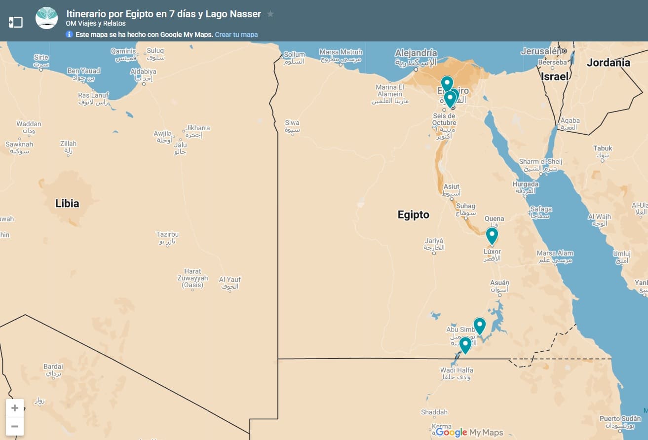 mapa-Google-itinerario-por-Egipto-en-10-días-y-Lago-Nasser