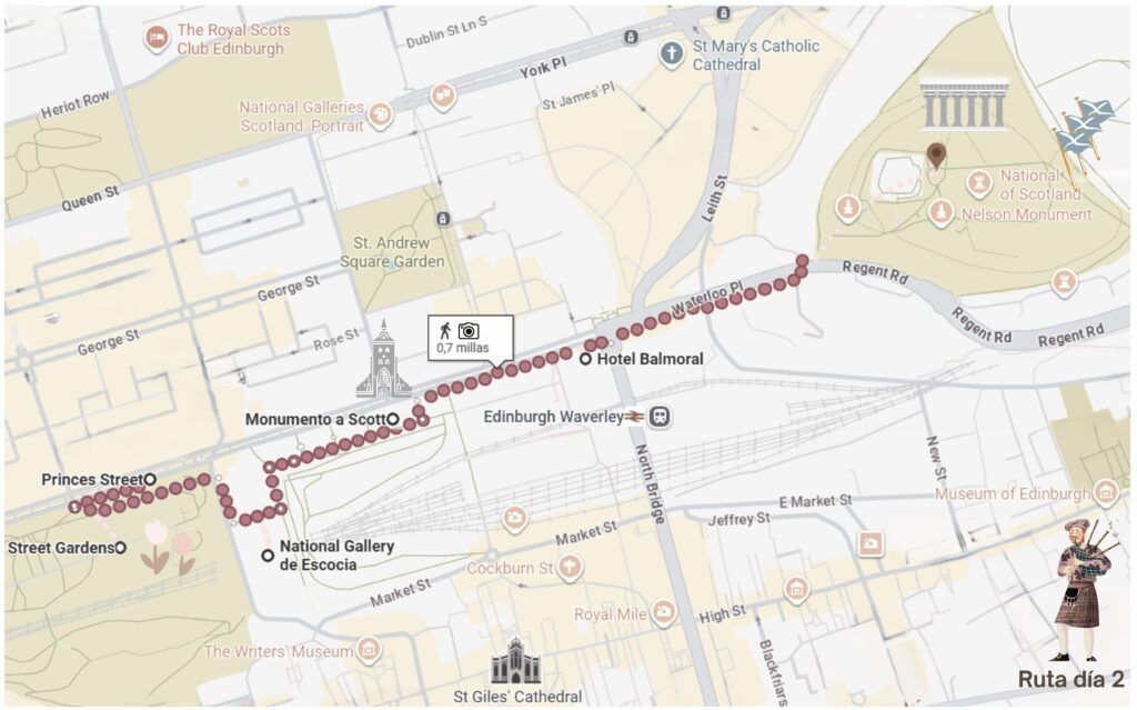 Qué ver en Edimburgo en 3 días, mapa del día 2